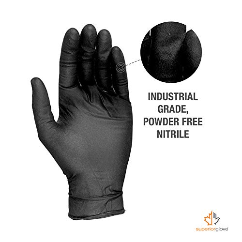 Superior Black Nitrile Gloves, Latex Free Glove, Disposable Gloves, Powder Free, Ultra Thin 3.5 mil Thickness, 9" Length, Size Small (Box of 200)