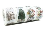 Christmas Washi Tapes 23 Feet 0.9 Inches Wide Box Decorative Masking Tapes Gift Wrapping - 4 Rolls