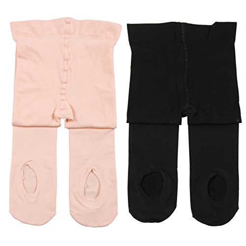Girl's Ballet Dance Tights - Ultra-Soft Toddler Ballet Tights for Women (Black Pink, 2 Pairs, M)