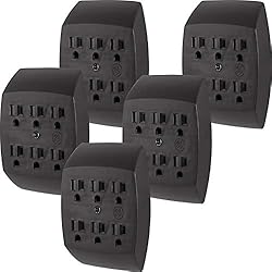 GE 6-Outlet Extender Wall Tap, 5 Pack, Grounded