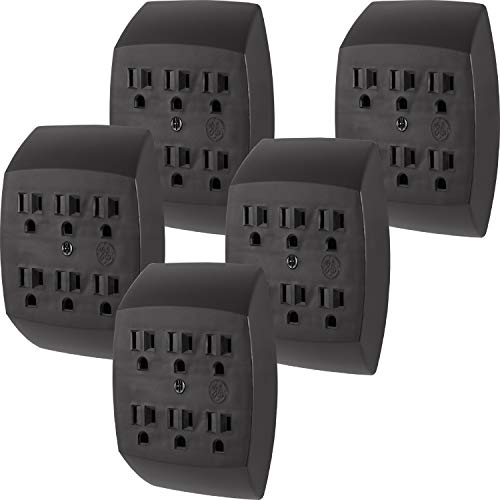 GE 6-Outlet Extender Wall Tap, 5 Pack, Grounded