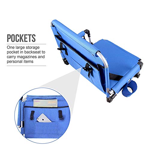 CAMPING WORLD Portable Folding Stadium Seat Cushion Chair for Bleachers with Back, Arm Rest Set of 2- Blue - Thumbnail 4
