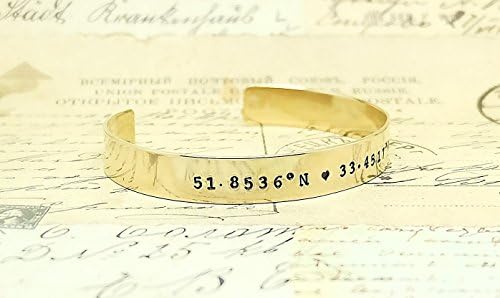 Gold Cuff Bracelet, Latitude Longitude Bracelet- GPS Coordinates, Personalized Bracelet, Custom Cuff Bracelet.