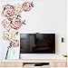 Flowers Wall Sticker Peony Rose, Outivity Waterproof PVC Wall Decals Flowers for Sofa Background Living Room Bedroom Kitchen Nursery Room Decorations (Pink, S)