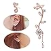 Ear Crawler Earrings Leaves Climber Ear Cuff Chandelier Rhinestone Wrap Pin Asymmetric Flower Tassel Stud Golden Plated