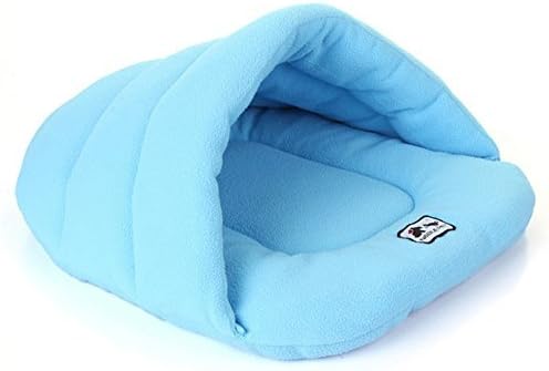 Pet Bed, Homure Luxury Pet Cave Half Covered Soft Cozy Sleeping Bag Mat for Dogs Cat Rabbit Warm House Bed Large, Sky Blue