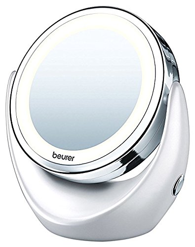 Beurer 5x Magnifying Cosmetic Vanity Makeup Mirror, Illuminated LED Mirror, Double Sided Mirror with 360 Degree Swivel Rotation, BS49