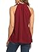 ACEVOG Women's Pleated Chiffon Layered Front Pleat Cool Short Tank Tunic Blouse Tops (Wine Red L)