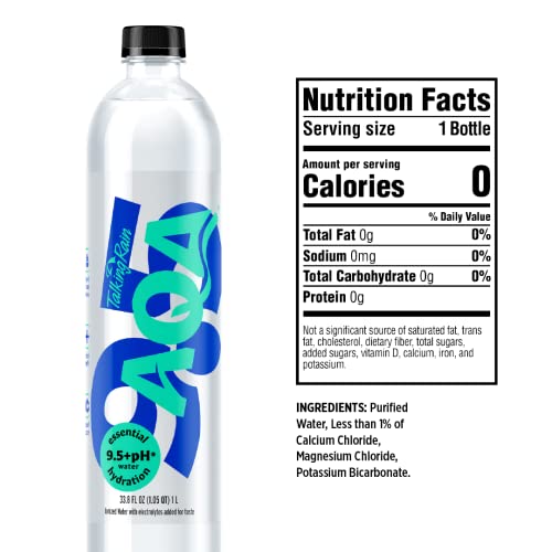 TALKINGRAIN AQA ENHANCED IONIZED WATER, 9.5 PH, WITH ELECTROLYTES AND MINERALS ADDED FOR TASTE, 20 FL OZ BOTTLE