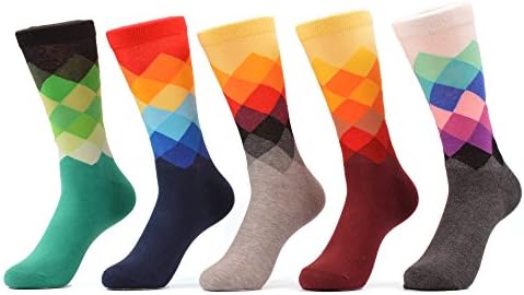 Men's Fashionable Funny Colorful Pattern Design Crew Soft Cotton Socks (set1)