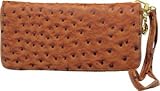 Femina Ostrich Embossed Zipper Clutch Wallet Handbag with Wristlet and a NutriChart