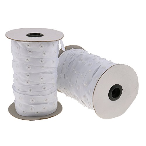 Jili Online 50 yards White Sewing Snap Tape 8mm Round Buttons Zipper Fastener Replacement for Baby Lingerie Teddy Crotch Sewing DIY