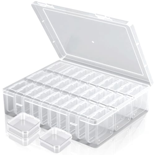 Qryuvfek Bead Organizer Box, 31 Mini Clear Jewelry Organizers and Hinged Lid Bead Storage Containers, Ideal for DIY Jewelry Crafts, Screws and Small Parts Craft Storage
