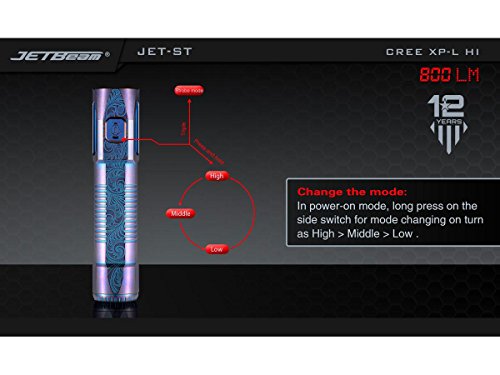 Jetbeam Jet ST Personal Limited Edition Titanium Flashlight CREE XP-L HI LED -800 Lumens -Includes 1 x 18650 - Thumbnail 4