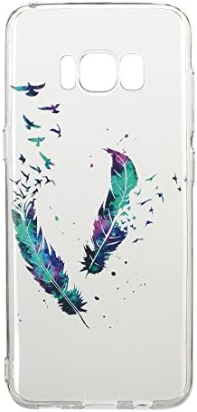 GreenDimension Shock-absorption Soft TPU Gel Rubber Ultra-thin Transparent Bumper Case Crystal Clear Silicone Scratch-proof Back Cute Slim Protective Cover For Samsung Galaxy S8 - Swallows Feather
