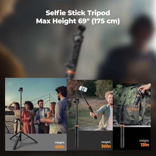K&F Concept 69" Extendable Phone Tripod, Light Stand for DJI Pokect 4/3 | for GoPro for Insta360 X5X4 for DJI OSMO Pokect 4/3, Light, Projectors, Remote Control, 1/4" Screw, Light Stand,MS24