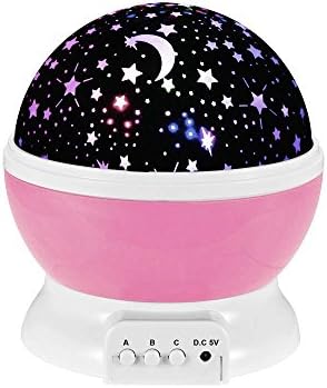 LED Night Light Projector Starry Moon Sky Lamp 360 Degree Rotation for Kid Bedroom (Pink)
