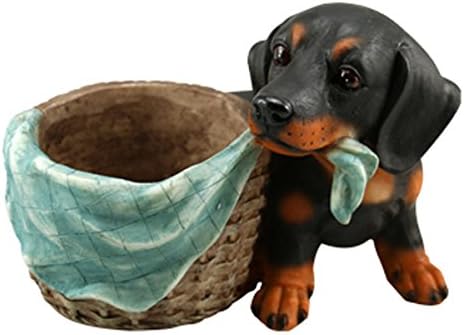 YOURNELOCountry Style Cute Puppy Dog Resin Flower Pot Succulent Planters Vase (Dachshund)