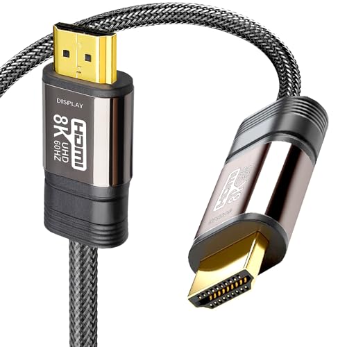 YOTETION Long 8K 60FT Fiber Optic HDMI Cable, Unidirectional 48Gbps Ultra High-Speed Slim HDMI Braided Cord 8K60Hz 4K120Hz HDR/eARC HDCP 2.2/3D Compatible for PS5 and DVD Player