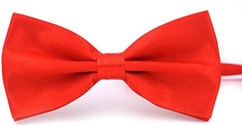 Taishenyuan Mens Classic Pre-Tied Satin Formal Tuxedo Bowtie Adjustable Length Large Many Colors Available (Bright red)