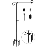 Koutemie 49 Inch Extra Tall Garden Flag Stand Holder Pole with 5 Prong Bases for 12 x 18 Outside Fall Yard Flags Décor, Matte Black