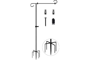 Koutemie 49 Inch Extra Tall Garden Flag Stand Holder Pole with 5 Prong Bases for 12 x 18 Outside Fall Yard Flags Décor, Matte Black