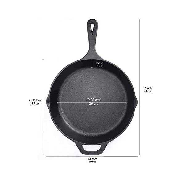 Pinnacle-Cookware-12inch-30cm-Pre-Seasoned-Large-Heavy-Duty-Cast-Iron-Round-SkilletFrying-Pan-Oven-Safe-Outdoor-Cooking-Black-Silicon-Handle-and-Red-Silicon-Scraper-Set-Included-37Kg Pinnacle Cookware - 12inch / 30cm Pre-Seasoned Large Heavy Duty Cast Iron Round Skillet/Frying Pan, Oven Safe, Outdoor…