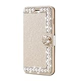 Elaco Women Iphone Case For iPhone 6/6s 4.7 inch /For iPhone 6 Plus 5.5inch/ iPhone 7 4.7inch/iPhone 7 Plus 5.5inch Wallet Card Magnetic Case Cover (Gold, iPhone 6 Plus/6s Plus 5.5inch)