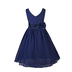 YiZYiF Kids Big Girls Double V Neck Flower Dress