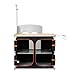 KingCamp Outdoor Portable Cook Station Multifunctional Camping Kitchen Natural Bamboo Oversized Quick Open Easy To Clean Cooking Table with Storage Organizer, Windscreen Hooks for BBQ.