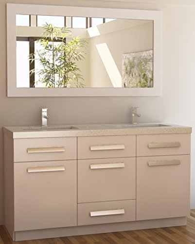 Design Element Moscony Double Sink Vanity Set with White Finish, 60-Inch