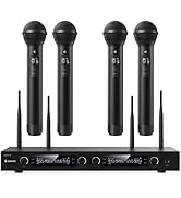 Donner Wireless Microphone System, UHF Wireless Microphone Set with 4 Handheld Dynamic Microphone...
