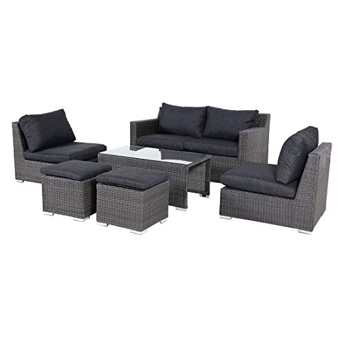 OUTLIV. Spain Gartenlounge 6tlg. aus Aluminium/Geflecht/Olefin Loungeset in Grau/Anthrazit Outdoor Sitzgruppe Set