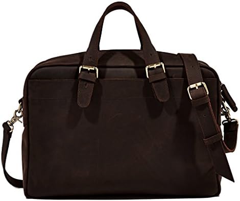 14"/17" Laptop Messenger Bag，Leatherfocus Handmade Vintage Leather Briefcase Portfolio Attache Case