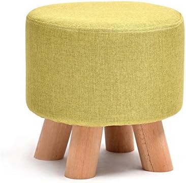 UniquQ Ottoman Footstool Foot Rest Stool with Removable Linen Fabric Cover Pouffe Chair Bench with 4 Beech Legs 11.42×11.42 inch (Tea)