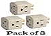 (3 Pack) Outlet Expanders, Multi Plug Extender, Multiple Wall Tap Expander, Grounded Adapter, Power Splitter, Side Access Cube Design, UL Listed, White.