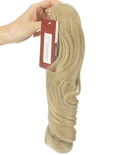 FUT Womens Claw Ponytail Clip in Hair Extensions 18" Long Curly Hairpiece Ash Blonde Mix Bleach Blonde Wavy