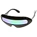 Futuristic Cyclops Neon Shield Color Mirror Lens Wrap Sunglasses (Black Midnight)
