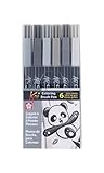Sakura XBR-6SA 6-Piece Koi Coloring Brush Pen Set, Gray