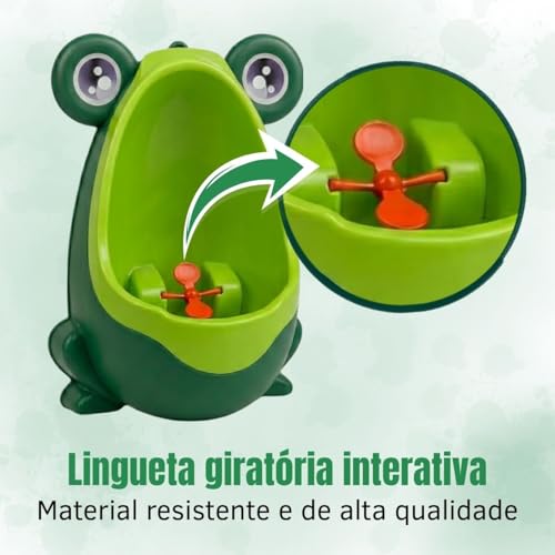 Mictório Infantil Sapinho Para Meninos - Penico de Parede Para Treinamento de Desfralde Com Alvo Giratório