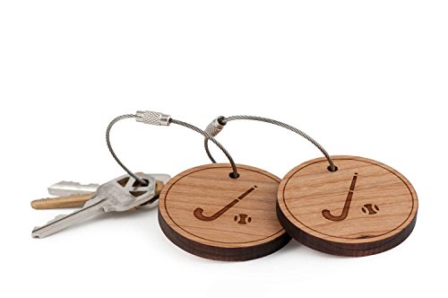Field Hockey Stick Keychain, Wood Twist Cable Keychain - Large