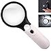 Magnifier 3 LED Light, Handheld Magnifying Glass with Light 3X 45X Illuminated Loupe Lens,Great Tool for Visual Impairment, Black White
