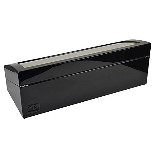 Luxury 8+9 Automatic Rotation Black Wood Leather Watch Winder Storage Display Case Box - Thumbnail 5