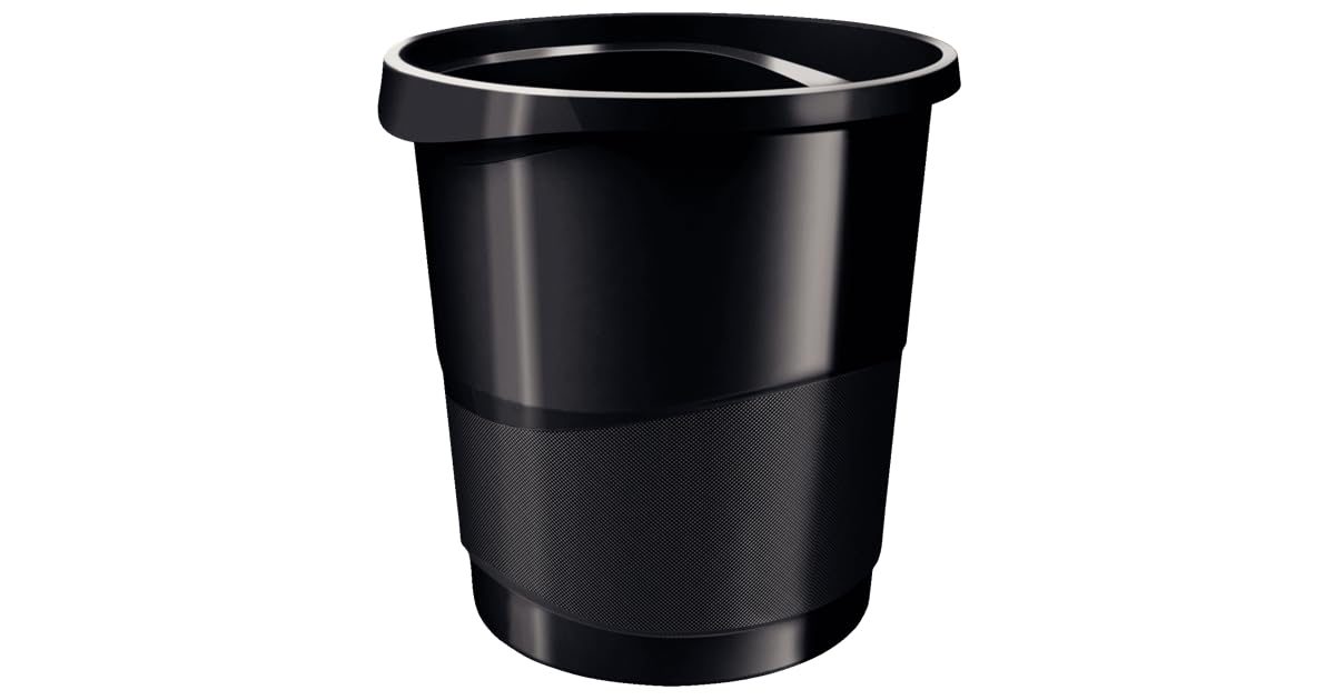 Esselte 14 Litre Europost Waste Bin, Plastic, Vivida Range, Black