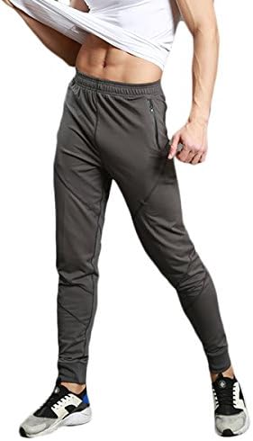 KaiDi Men's Drawstring Classic Camo Joggers Pants Zipper Pockets Sport Sweat Pants (2# Gray, L)