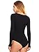 SweatyRocks Women's Lace Up Plunge Neckline Long Sleeve Ribbed Bodysuit