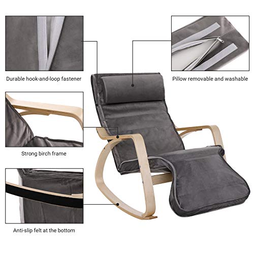 SONGMICS Relax Rocking Chair, Lounge Chair, Recliners Gliders with 5