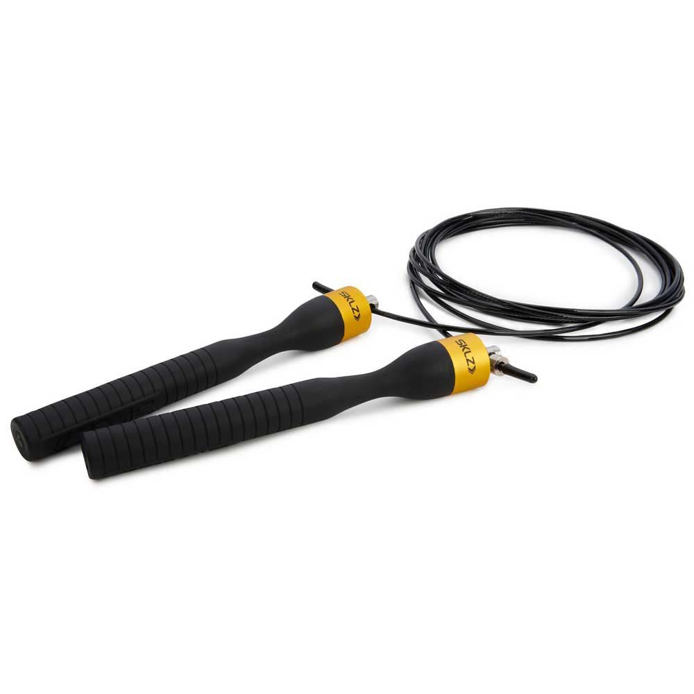 SKLZ Speed Jump Rope, Black - Comfortable Ergonomic Handle, Smooth Ball Bearings, Durable Tangle-Free Cable, 304cm Adjustable Coated Rope, 15cm Lightweight Rubber-Coated Handles
