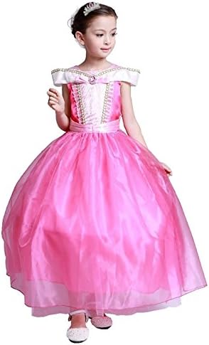 Cohaco Girl's Princess Costume Pink Party Dress with Tiara Clip (US 6-6X)