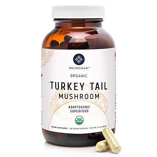 Neurogan Turkey Tail Mushroom Supplement (120 Capsules) - Natural Immune System Booster with 35+ Antioxidants and Polysaccharides, Prevents Cellular Damages - Organic, Non-GMO, Vegan, Gluten Free